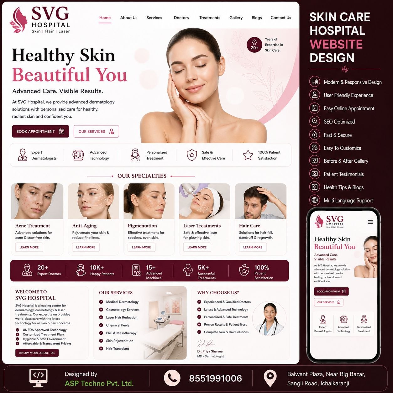 Skin Care Hospital Website